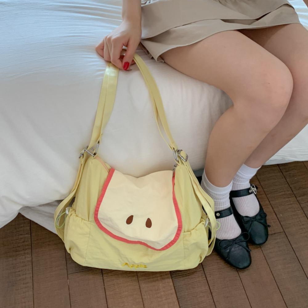

Креативная тканевая сумка-мессенджер в корейском стиле, сумка для книг, милый фруктовый нейлоновый рюкзак, женская жёлтый