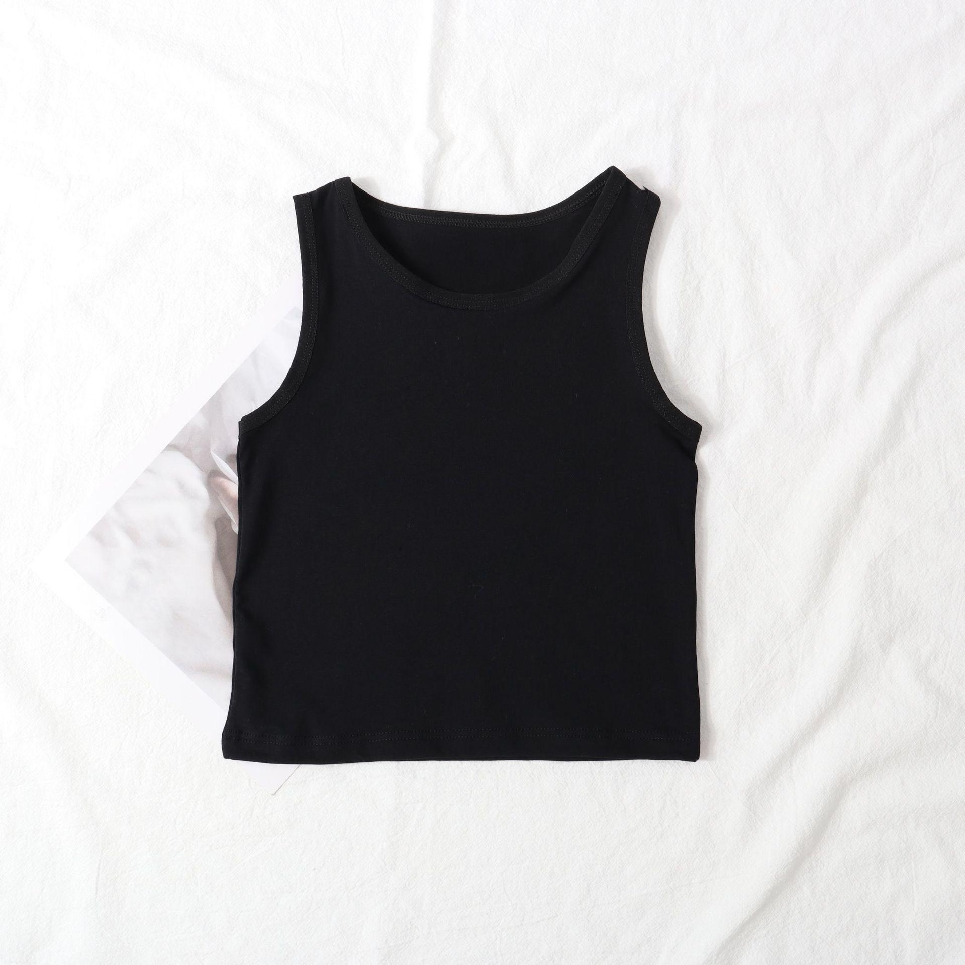 

Летняя детская хлопковая майка: Легкий детский базовый слой для мальчиков и девочек однотонных расцветок. M - Chest 56cm чёрный