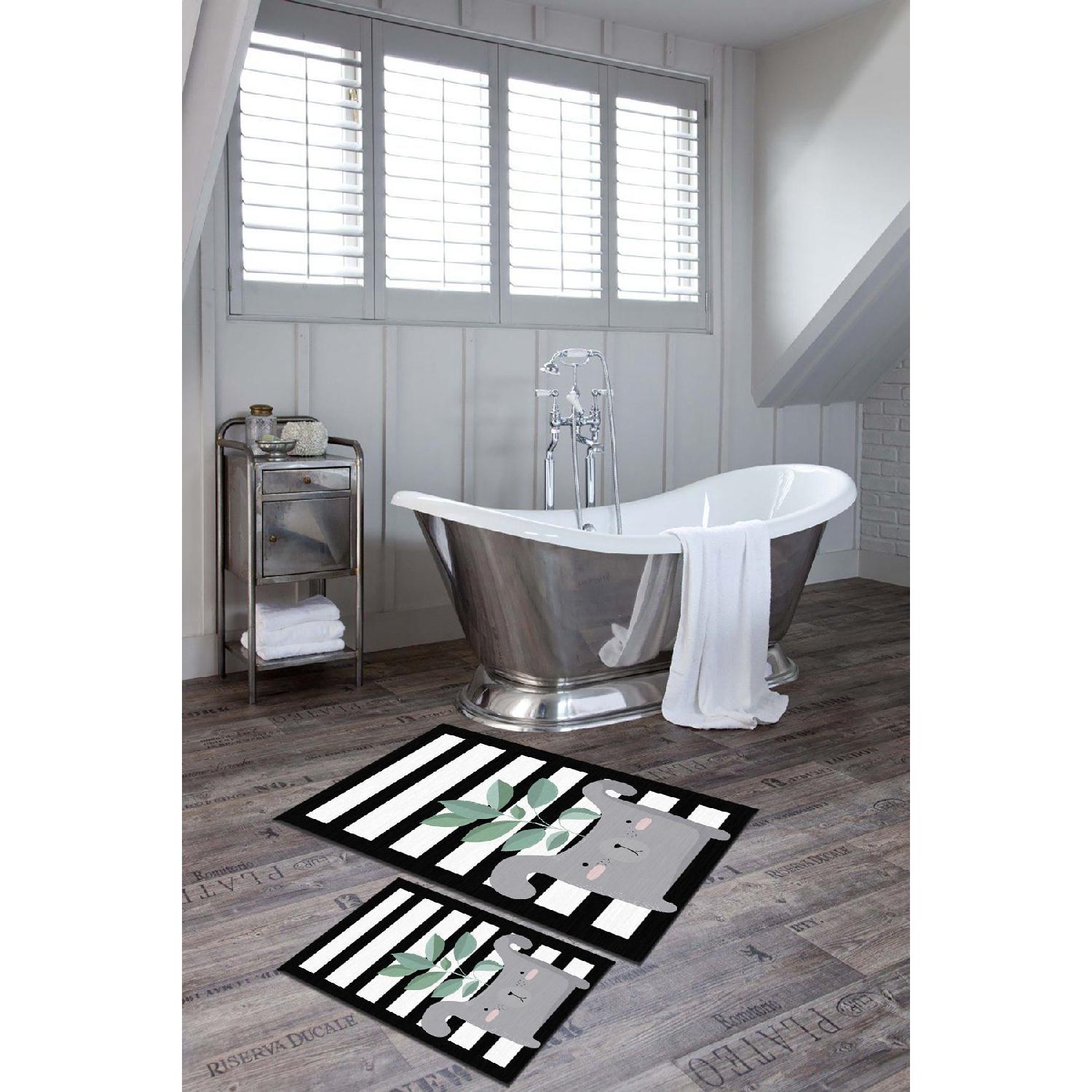 

Non-slip Base Modern Special Design 2-piece Bath Mat Set 80 X 50 Cm чёрный