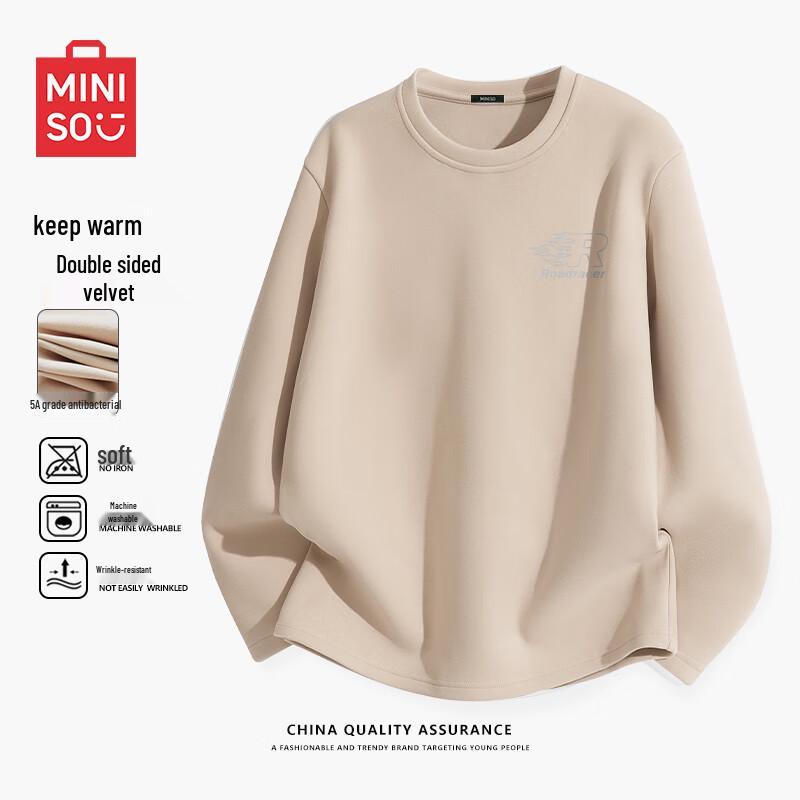 MINISO Men s Antibacterial Fleece-Lined Long-Sleeve Thermal T-Shirt 2XL