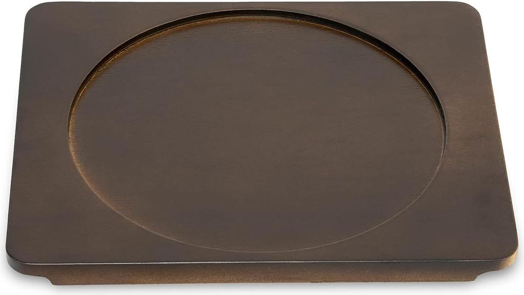 Ikenaga Iron Works Iron Plate Lunch Plate with Wooden Base, Induction Compatible, Made in Japan, 11428