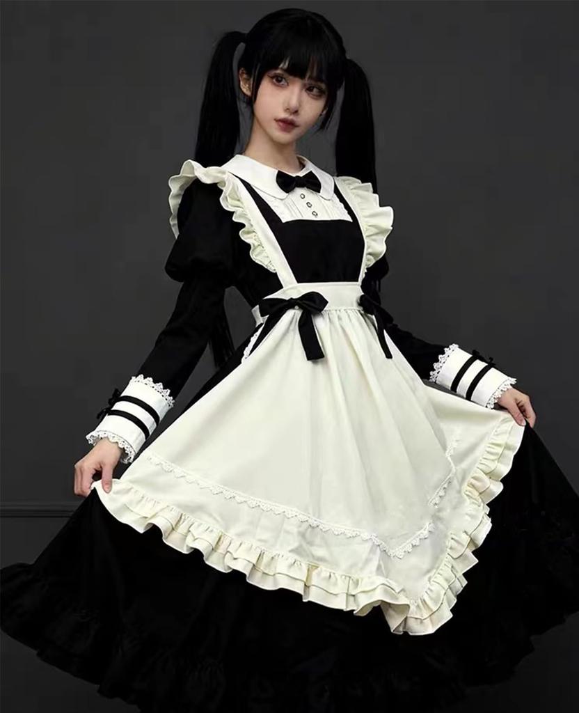 KALAOK Maid Costume, Cosplay, Adult Women's, 3-Piece Set, Cute Gothic Lolita Style, Long, Size 8289, Size S