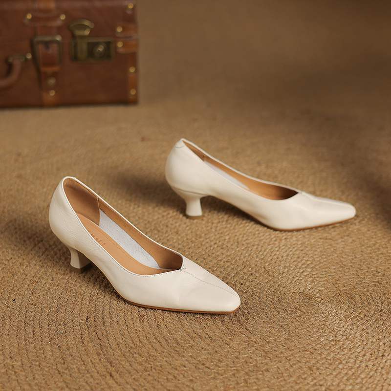 

Krazing Pot Sheepskin Fashion Spring Autumn Stiletto High Heels Women Round Toe Mary Janes Shoes Shallow Pumps 39 бежевый