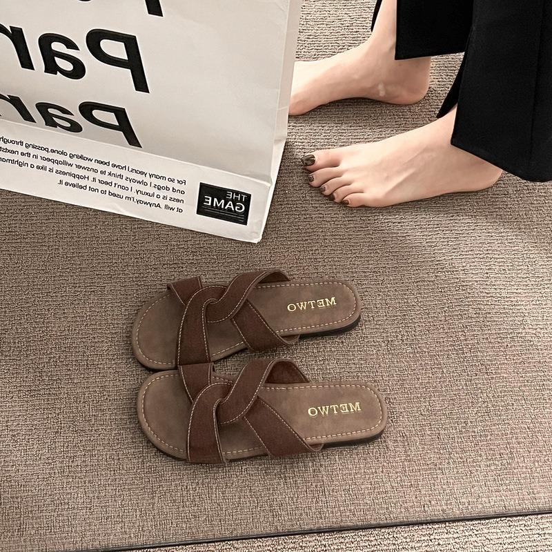 Fondo Piatto, Pantofole, Donna, Estate, Capispalla, Intrecciato, Vacanza, Romano, Sandali