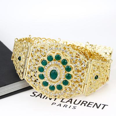 Gold Color Belt for Wedding Dress Jewelry Round Crystal Hollow Belly Chain