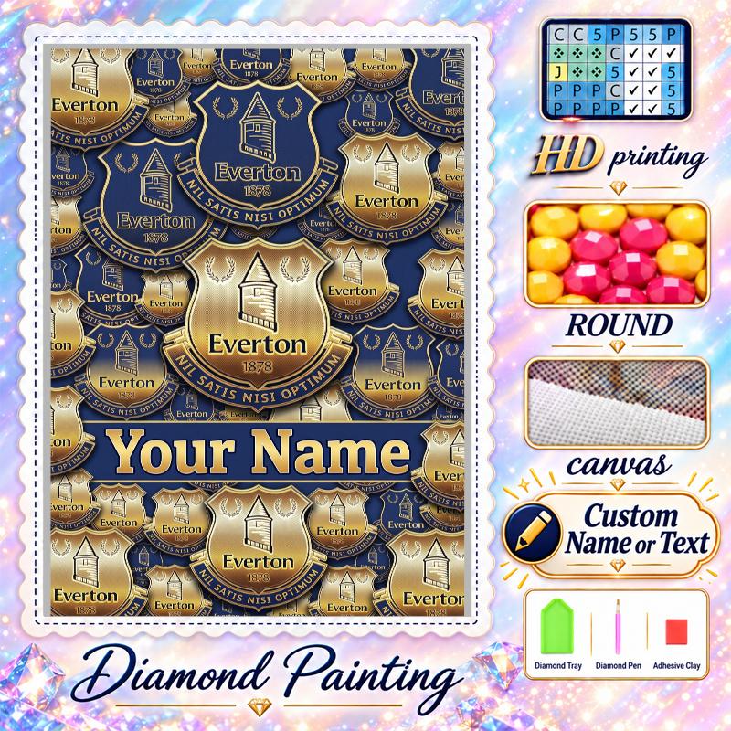 Everton 5D DIY Diamond Painting Custom Name Text, Full Drill Rhinestone Mosaic Art Home Gift