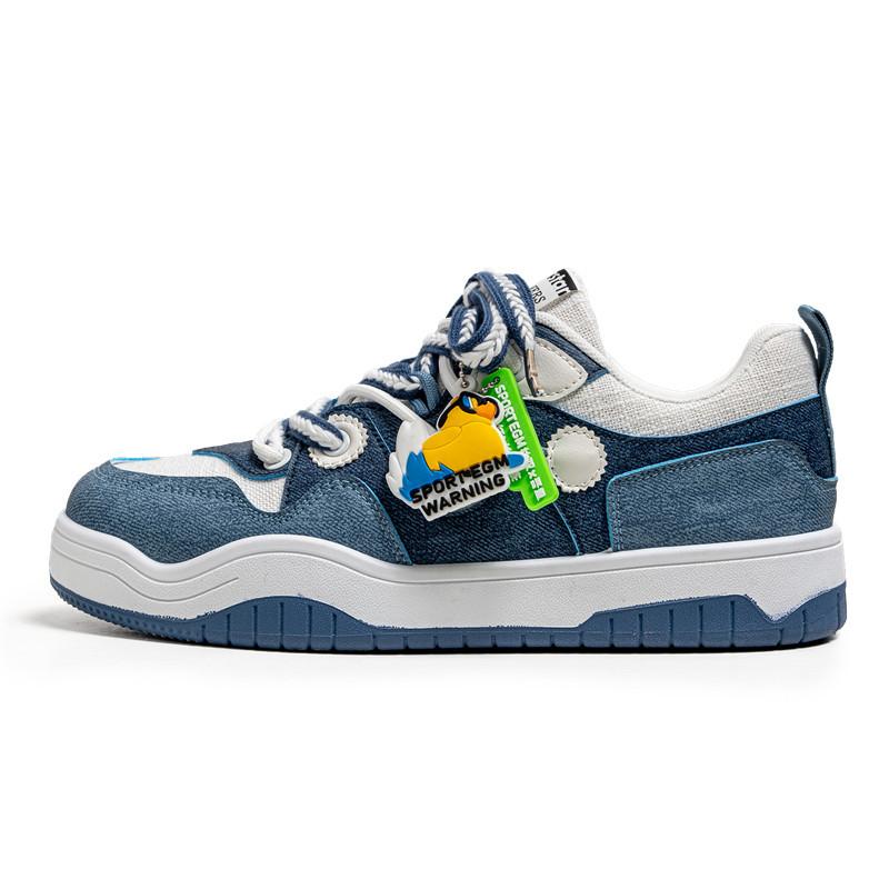 

2024 весна новые мужские низкие туфли нишевая обувь студенческая платформа скейтборд обувь спортивная прямая немецкая тренировочная мужская обувь 39 джинсовый синий