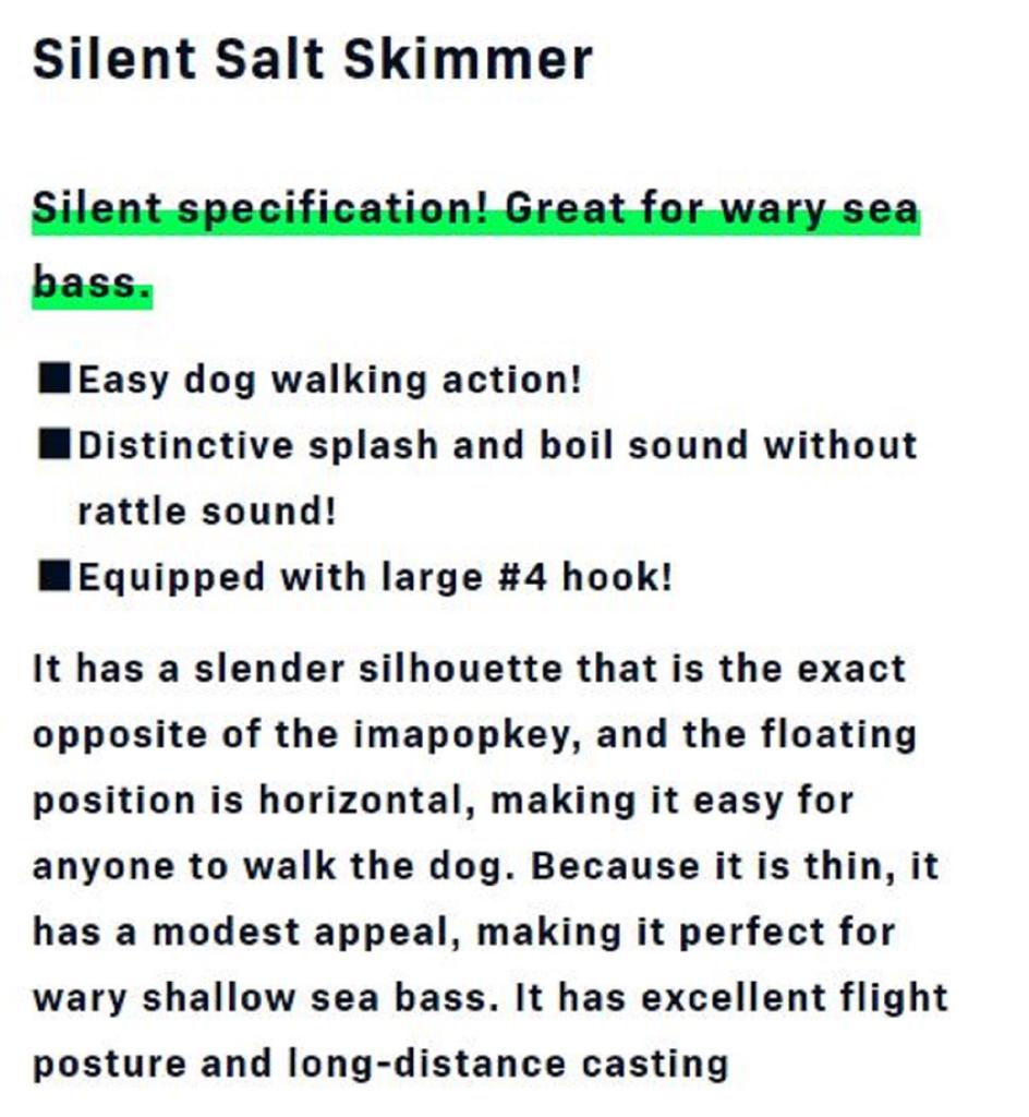 Ima Skimmer Salt 110 Pencil Floating Lure 106 (2606)