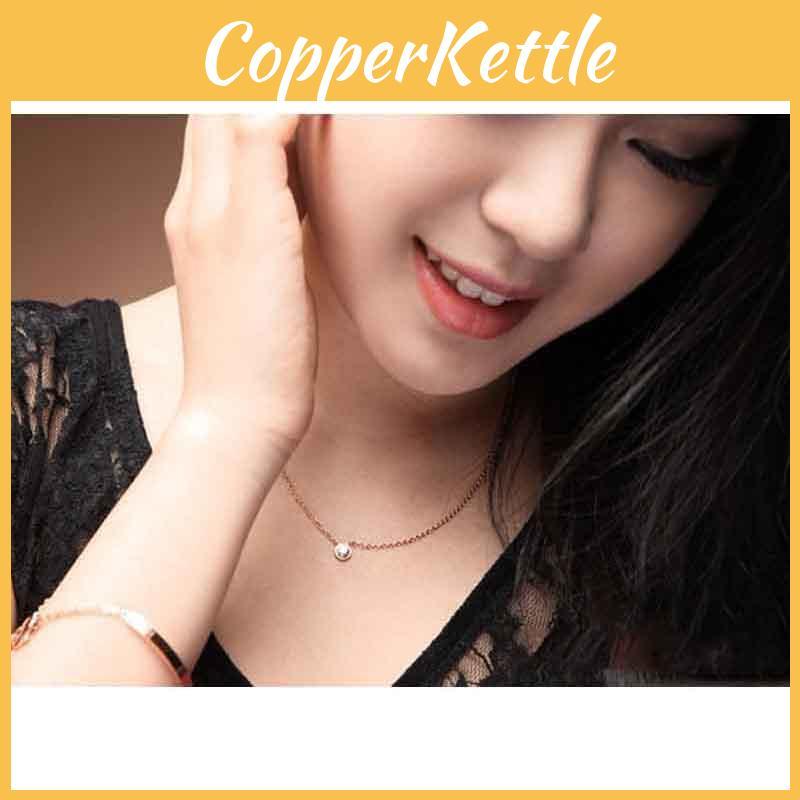 Timeless Rose Gold Plated Rhinestone Clavicle Chain Pendant Necklace For Women