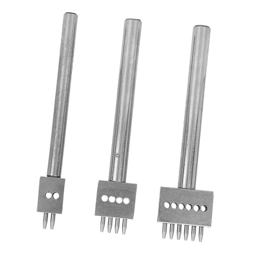 3pcs 4/5/6mm Pitch Leather Hole Punch Tool 2/4/6 Prong Belt Hole Puncher DIY Leather Craft