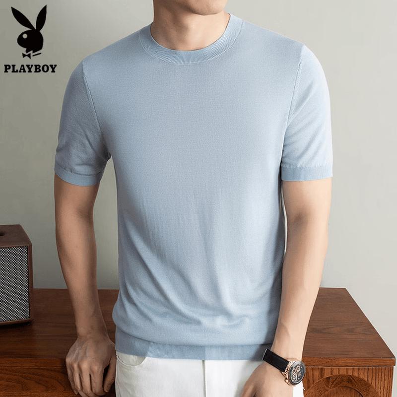 PLAYBOY Men s 2026 Summer Cool-Touch Silk Blend T-Shirt 2XL