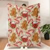 Winter Gingerbread Flat Printed Throw Blanket - Lightweight Flannel Plush, Gift for Couch, Bed, Living Room, Travel, Office