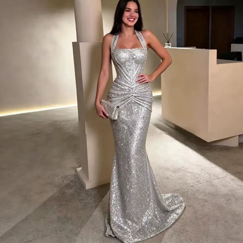 New Women's eBay Sexy Heavy Industry Sequins Swinging Prom Suspender Evening Dress Dress