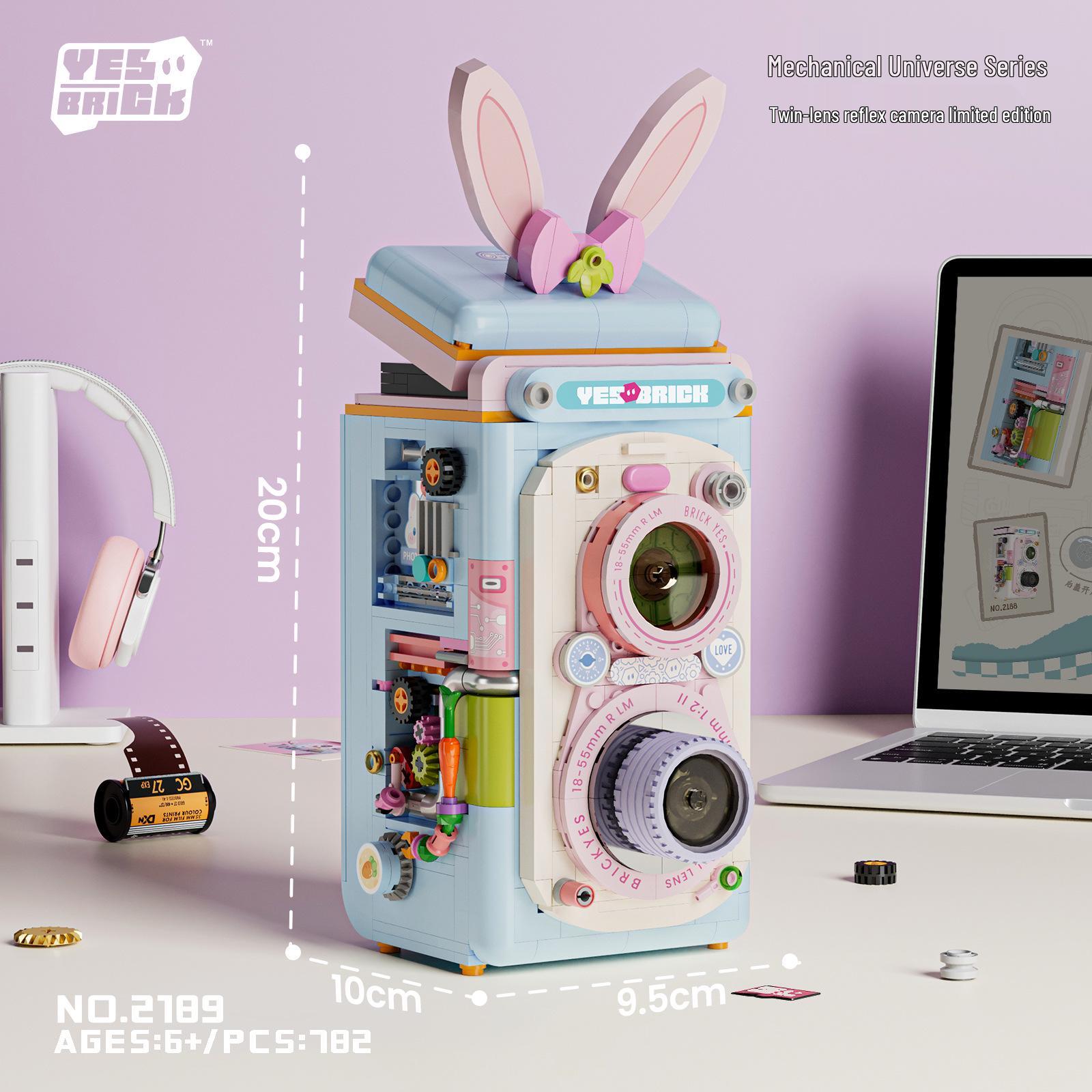 

Новые розовые креативные строительные блоки зеркальной камеры – милый подарок на день рождения для девочек, украшения серии «Вселенная».