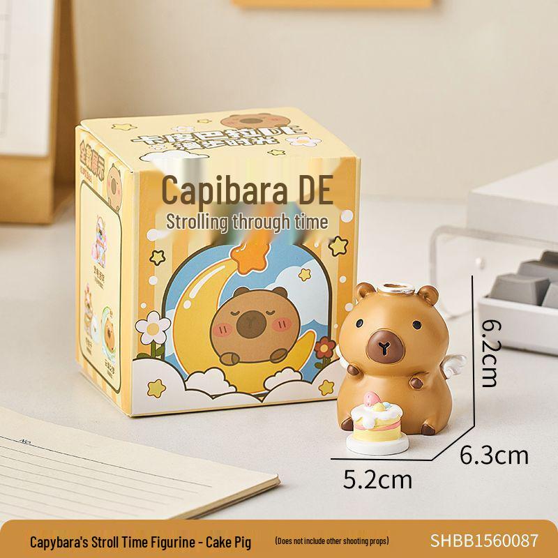 Capybara Stroll Time Blind Box Toy Figurine - Emotion Healing Desktop Ornament & Kids' Gift.
