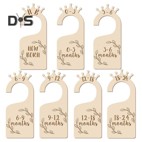 7/8 Pcs Baby Wardrobe Dividers Closet Wooden Baby Garment Size Markers Newborn To Toddler Baby Clothes Size Dividers for Daily Baby Clothes