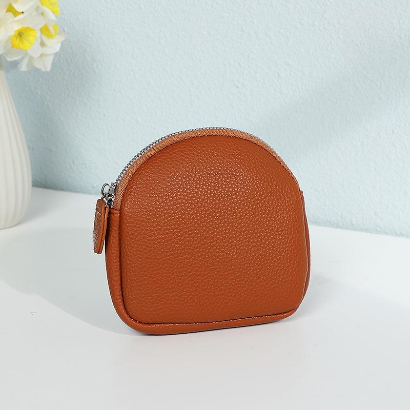 Coin Purse Portable Thin Mini Clutch Simple Soft Leather Zipper Coin Purse Earphone Bag Storage Bag Female Bag