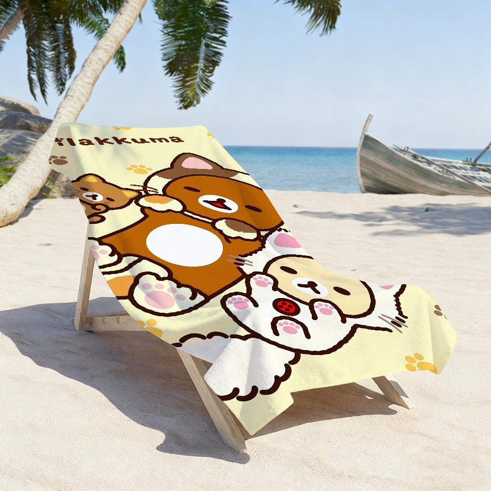 Cartoon Cute R-Rilakkuma-S Cute Towel Sports Quick Dry Travel Camping Gear Sandproof Soft Light Large Beach Towel