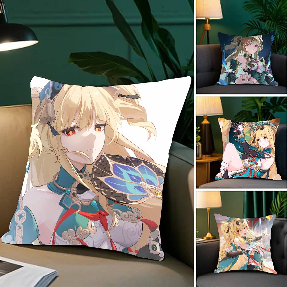 Songque Animated Game H-Honkai Impact 3rd Pillow Case Fashion Square Pillowcase Bedroom Sofa Room Ins Decoration Leisure