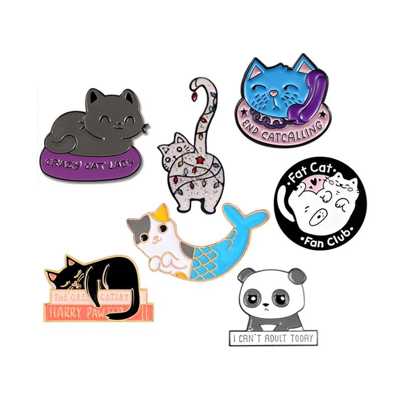 Adorable Panda & Mischievous Cat Brooch: Cute, Creative, Trendy Accessory