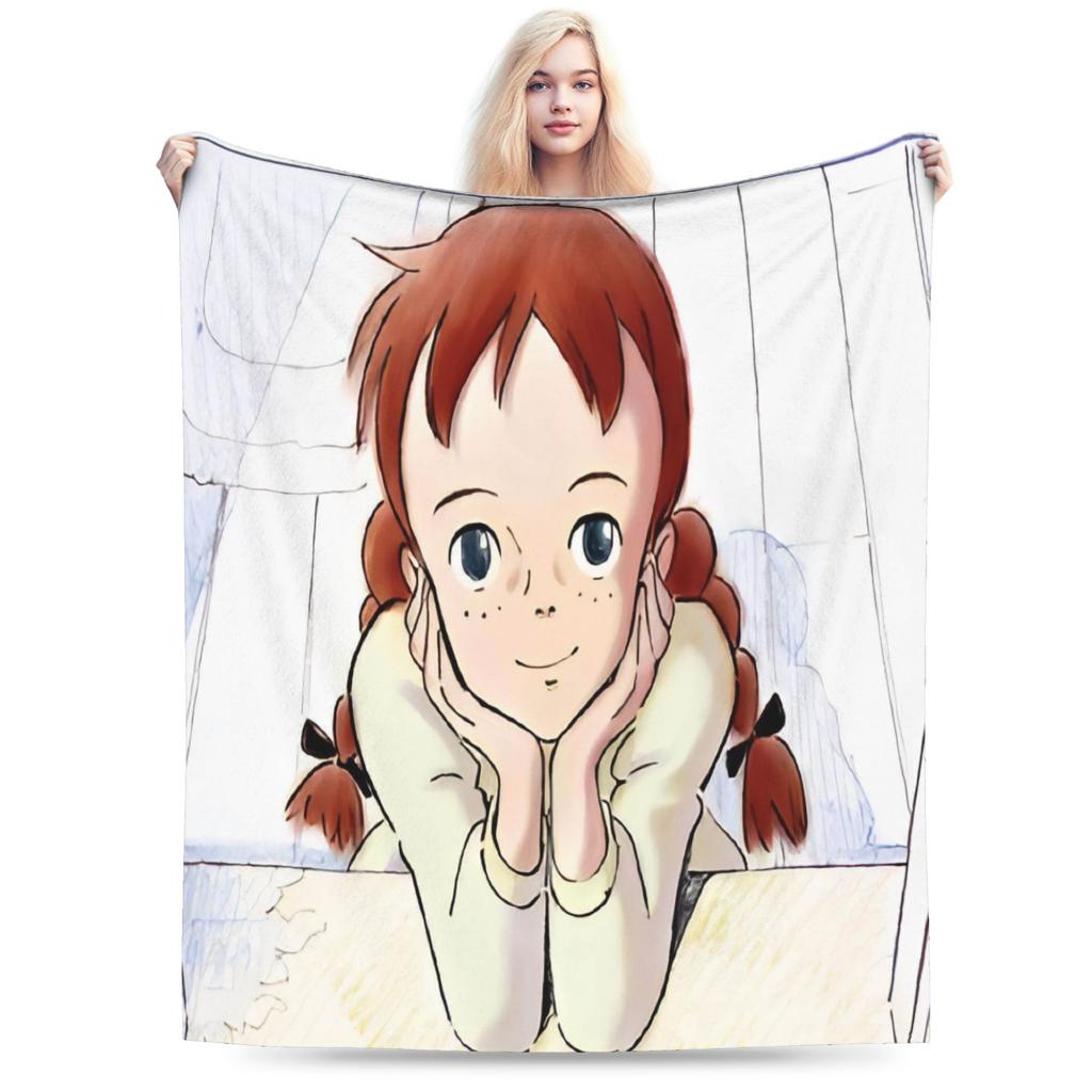 Soft BlanketKids Camping Cartoon manga A-Anne of Green Gables Throw Blanket Flannel Bedspread For Outdoor Print Sofa Bed Cover