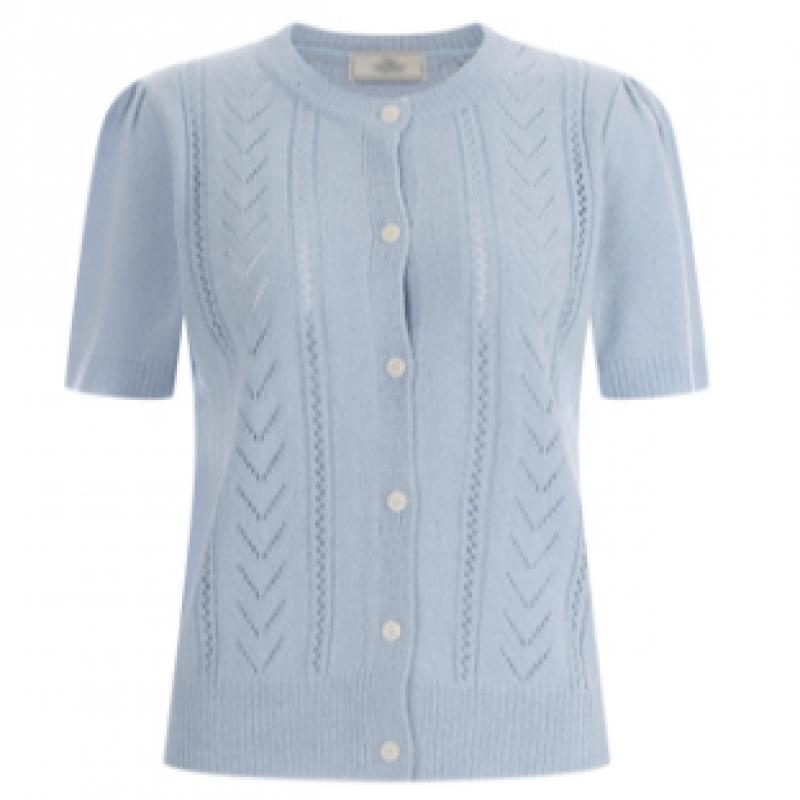 Shop Women S Button Open Puff Sleeve Short Sleeve Knit Cardigan Ivory Bom Wcd