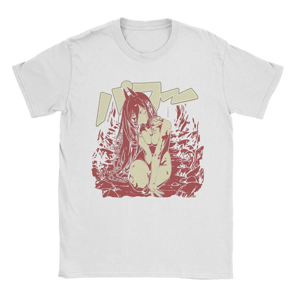 Power Chainsaw Man Japanese Anime T Shirts Men 100% Cotton Novelty T-Shirts Round Collar  Tees Short Sleeve Clothing Summer