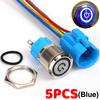 16mm Latching Push Button Switch LED Illuminated Waterproof 12V 24V Metal Round Power On Off Toggle Car Boat Marine Dash Wire