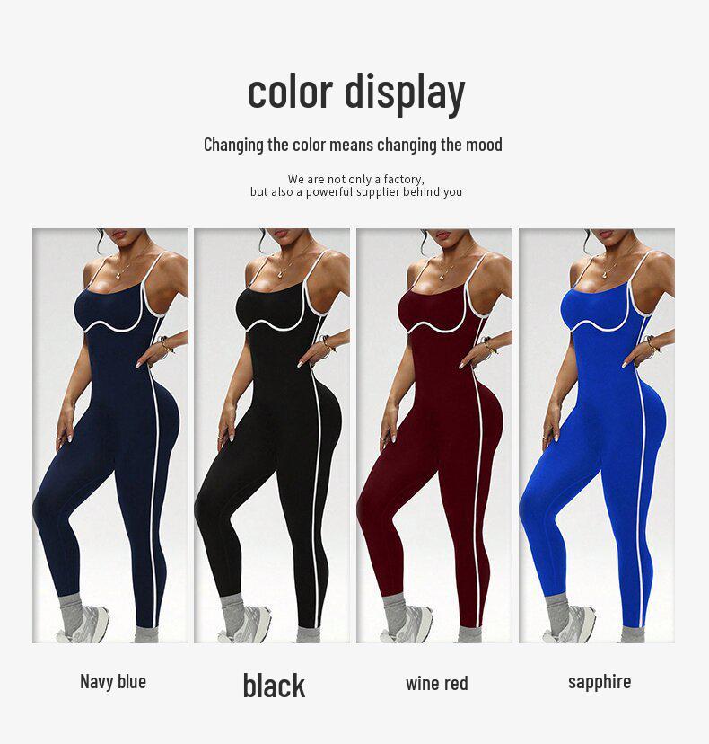 Women's Color Block Backless Slim Fit Bodysuit for Yoga Fitness