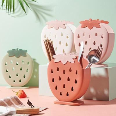 Cute Strawberry Holder Rack Hollow Pencil Desk Organizer Makeup Holder Containers Storage Stationery Kawaii Fruit Accessories