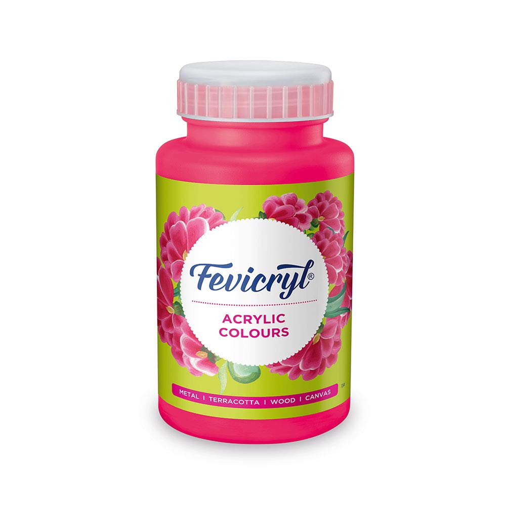 

Pidilite Fevicryl Acrylic Colour Pink 500ml Art &Craft Paint for Canvas Wood Leather Metal DIY Non Cracking Rich Pigment