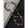 Niche Style French Style Asymmetrical Shaped Clavicle Chain Tigereye