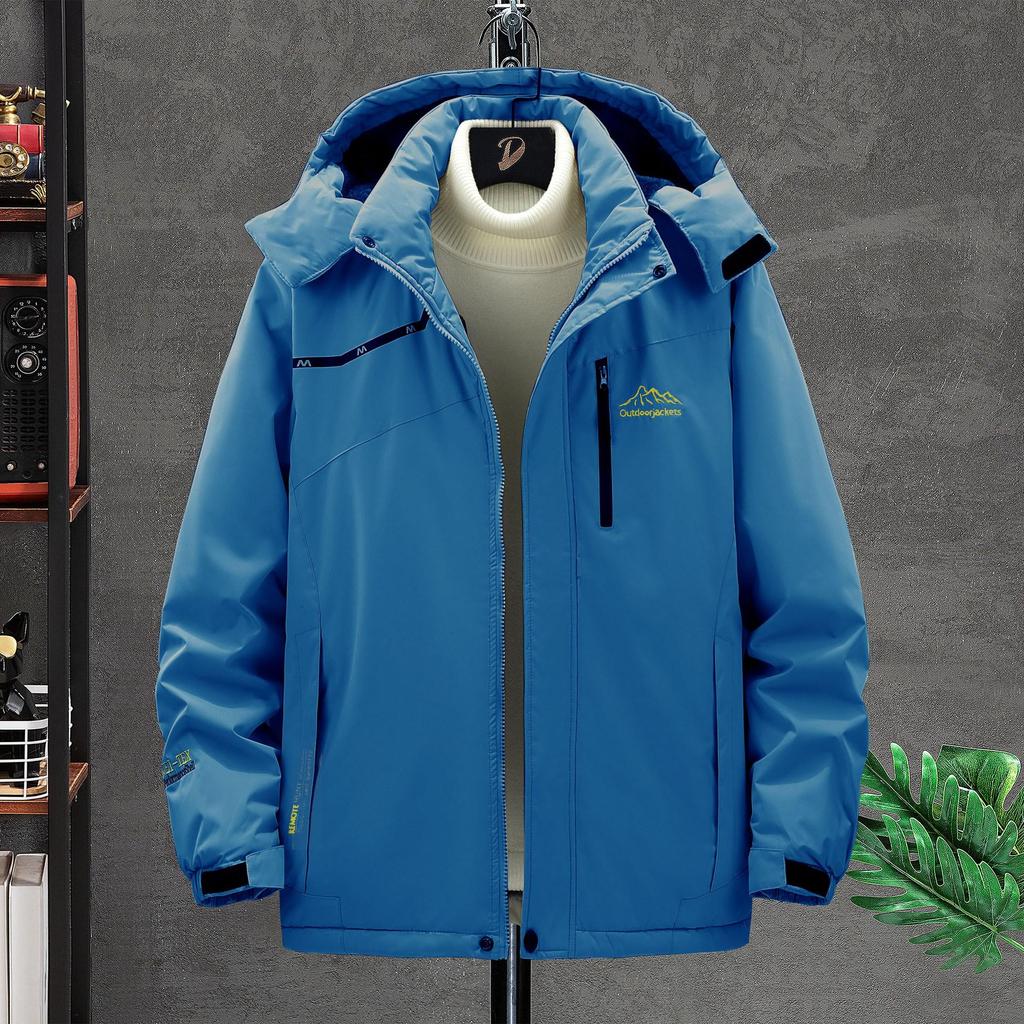 9XL Plus Size Outdoor Winter Jacket: Thick, Windproof, Fleece-Lined for Fishing, Mountaineering, Cycling.