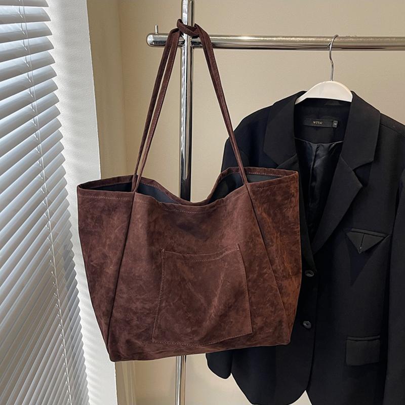 Women's Retro Mallard Velvet Tote Shoulder Bag - New Autumn Winter Fashion Large Capacity Relaxed Underarm Bag