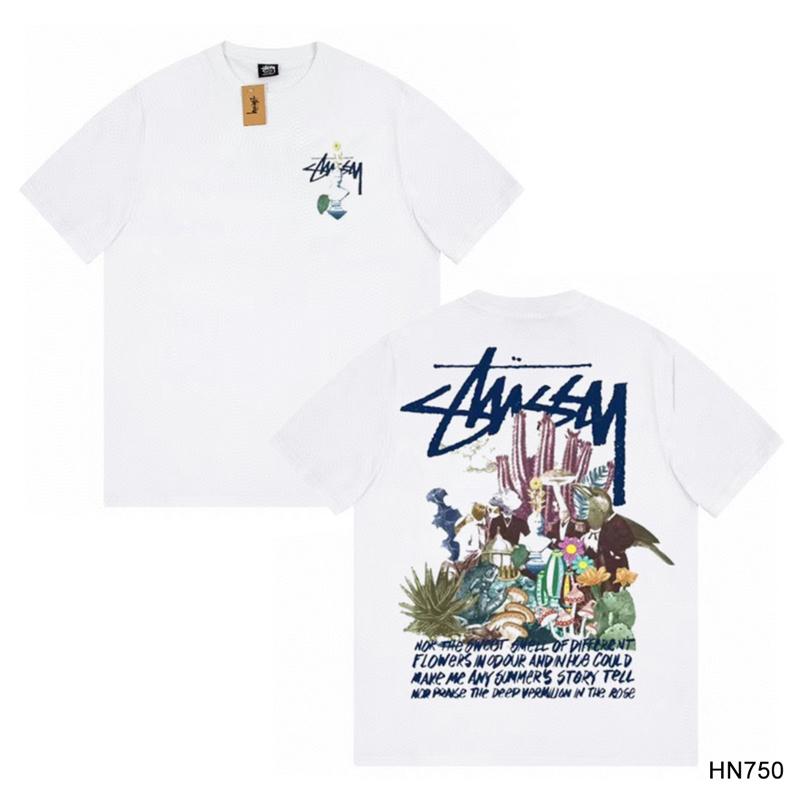 Stussy 2025 Sommer Neues Hochwertiges Rundhals-T-Shirt aus Baumwolle für Männer und Frauen Klassisches Logo mit neuem Musterdruck Paar-T-Shirt