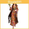 Lebendiges Hippie-Kostüm für Damen im 70er-Jahre-Stil, gefertigt aus weichem Polyester, perfekt für Party und Festival