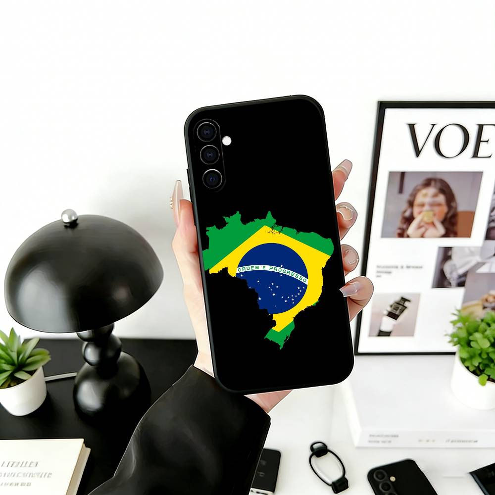 B-Brazil B-Brazilian Flag Phone Case For Samsung Galaxy A73,A72,A71,A70,A53,A52,A51,Soft Silicone Black Cover