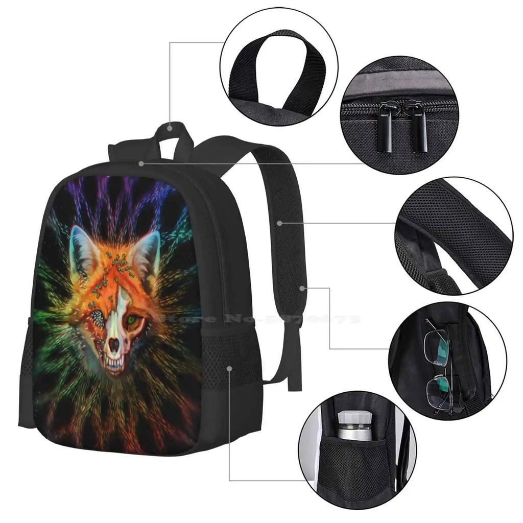 Annihilation Backpack For Student School Laptop Travel Bag Fox Decay Death Skull Vulture Culture Maggots Trippy Spiritual