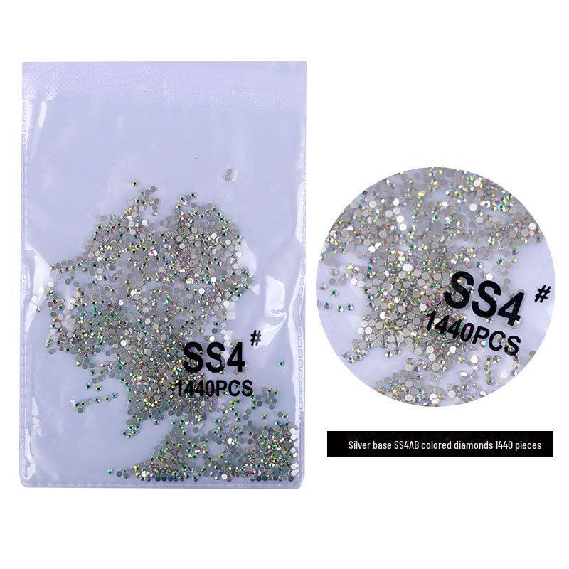 Silvervit AB Fantasifärg Tjeckisk Strass Nail Art Diamanter - Superglittriga, Platt botten, Faller inte av