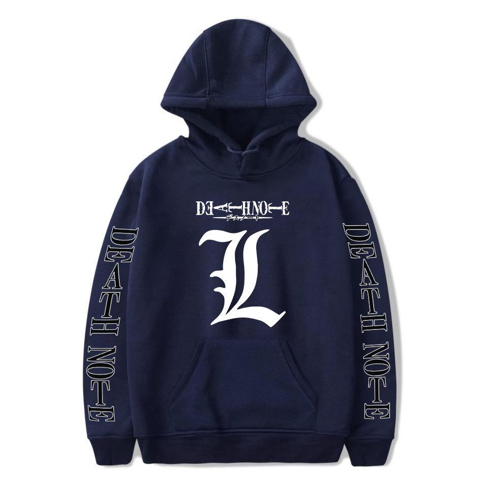 

Толстовка с капюшоном Death Note для мужчин и женщин, повседневная, унисекс, уличная, модная, с капюшоном, осенне-зимняя одежда, с длинным рукавом, толстовка, пуловеры XXXL темно-синий