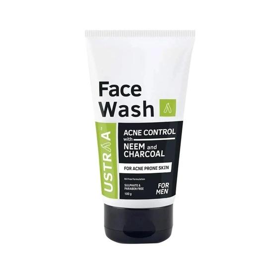Ustraa Face Wash Acne Control - With Neem & Charcoal - 100g - Oil control, Prevents Acne & Moisturising Cream - Oily Skin - 100g