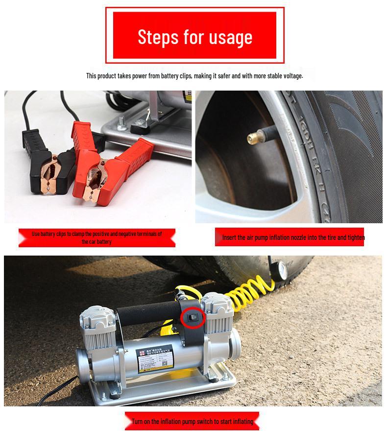Jumu 480W High-Power Double Cylinder All-Metal Car Inflator for Off-Road and Sand Play