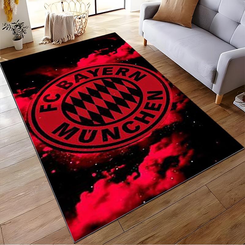 Roter und Schwarzer FC Bayern München Logo Teppich für Sportfans Dekoration Geeignet zur Verwendung als Anti-Rutsch für Wohnzimmer Schlafzimmer Sofas