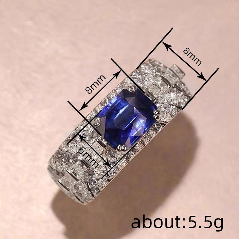Design imitation sapphire ring, women's claws inlaid with high-end jewelry, hot-selling ring in Europe and America