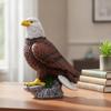 Bald Eagle Figurine with Base Realistic Craggy Carved for Bird Lovers,