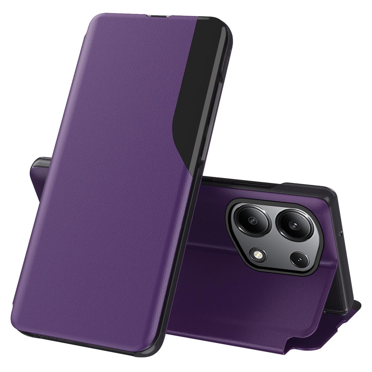 

For Xiaomi Redmi Note 13 Pro 4G/Poco M6 Pro 4G Phone Case Folio Flip PU Leather Stand Cover Purple