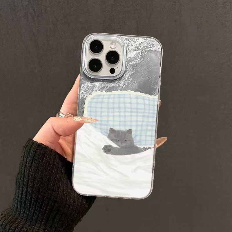 Cute Cat Dog Vortex Pattern Clear Phone Case For iPhone 17 16 15 14 13 12 11 Pro Max XS XR X SE 7 8 Plus Silicone Soft Cover
