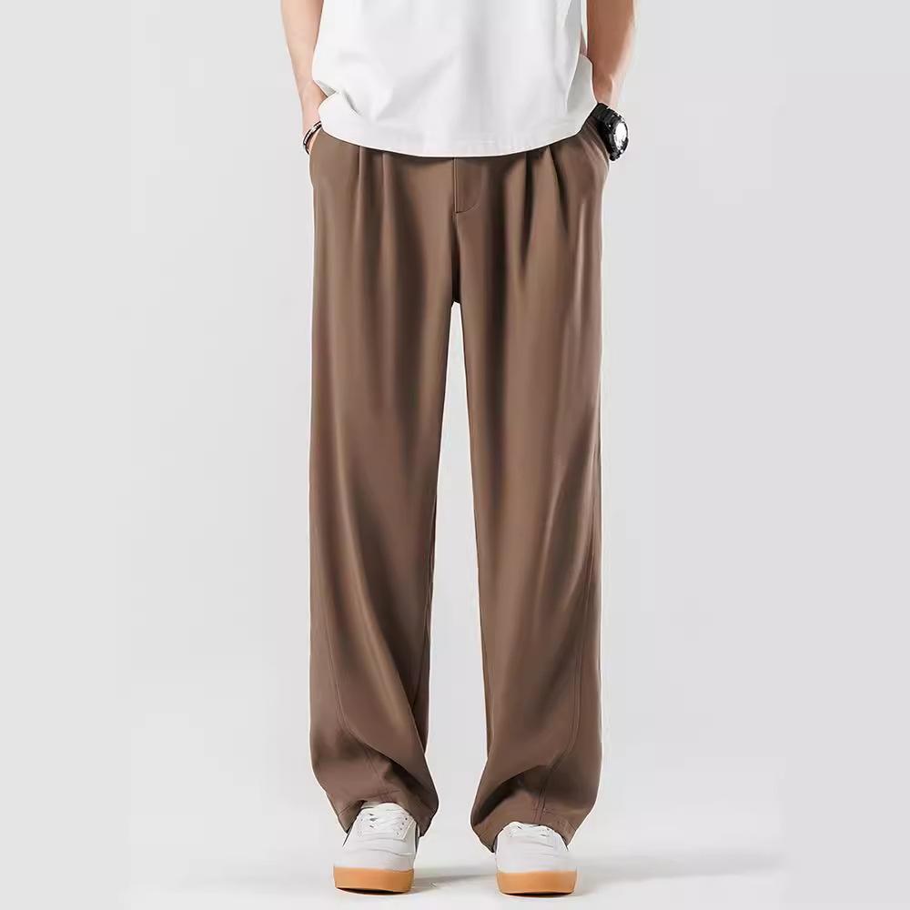 Herren Braune Anzüge Hosen Blazer Gerade Hosen Sommerkleidung Hosen Lässige Eisseidenhosen