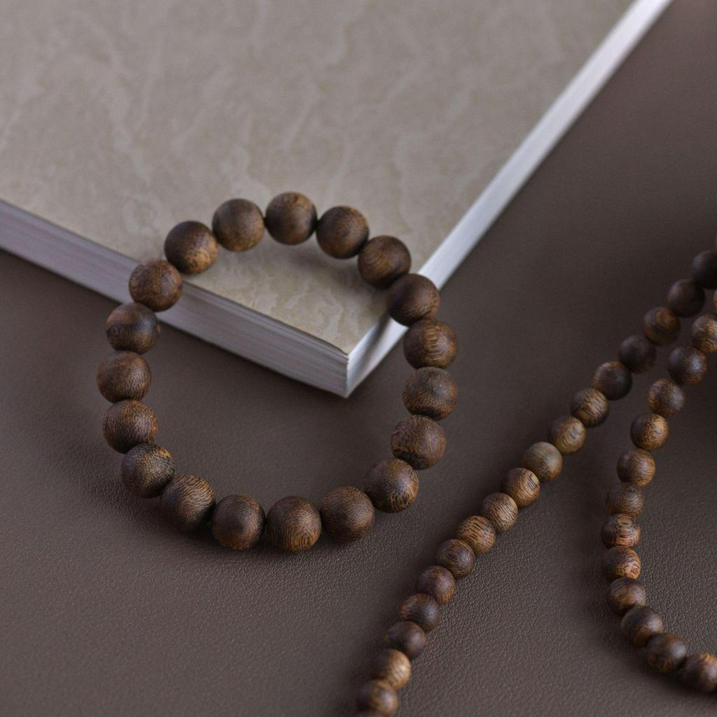 Hainan Yingge Green Qinan Agarwood Men's Bracelet - 108 Beads, Old Material, Plain Wengwan Buddhist Prayer Beads