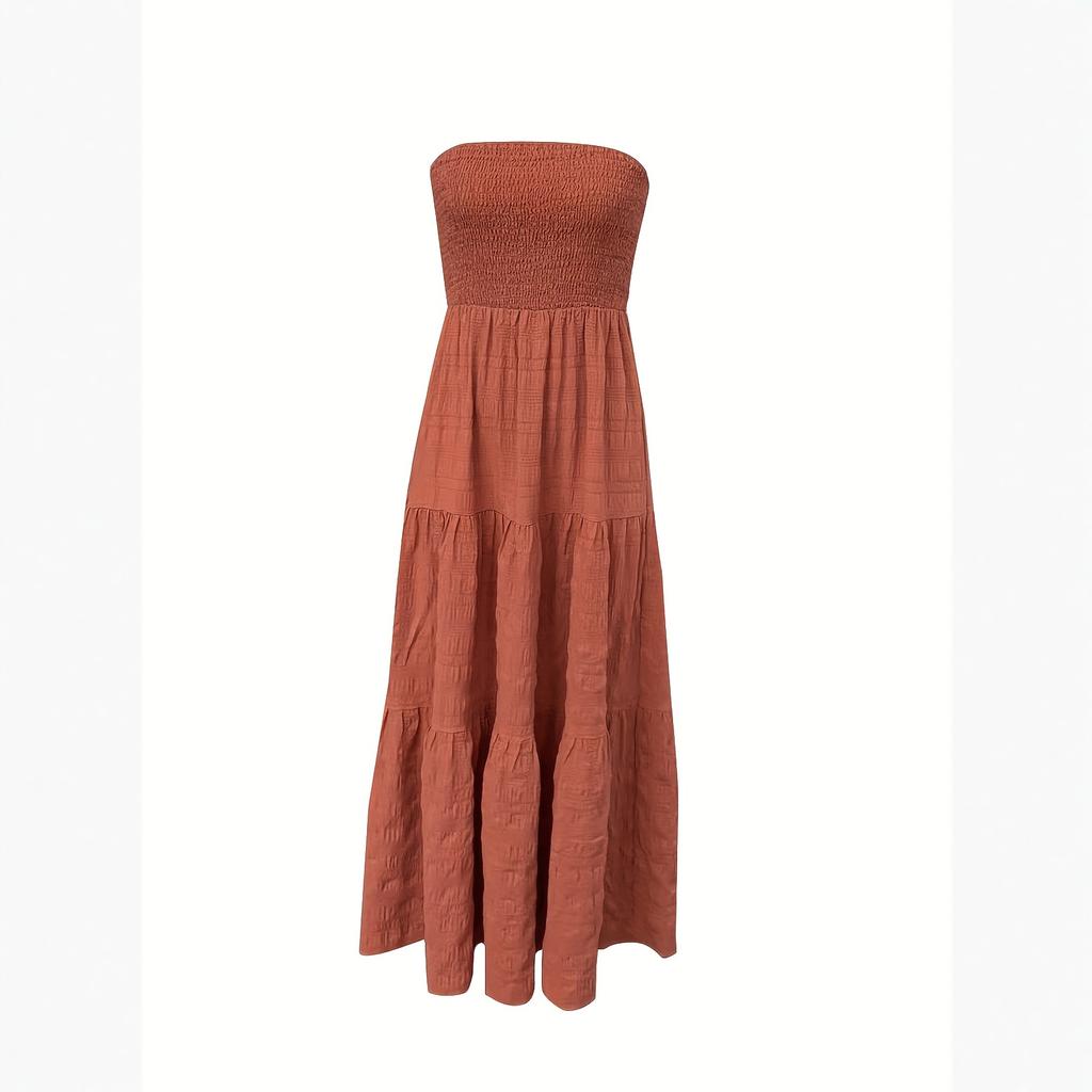 Women's Casual Fashion High-waisted V-neck A-line Dress With Ruffle Sleeves Ruffle Sleeves